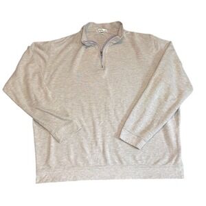 Peter Millar Mens 2XL Quarter Zip Pullover Grey Heather Purple Trim Sweater